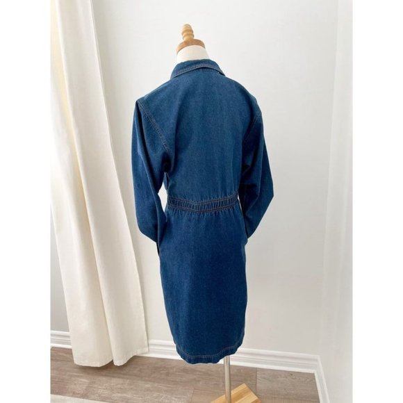 Vintage Jerell Denim Button Front MIDI Dress 70s Style Jumpsuit - Picture 6 of 10